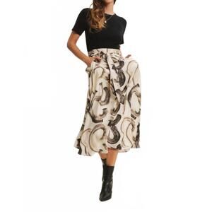 NEW IN FEBRUARY brush stroke mixed media dress in cream